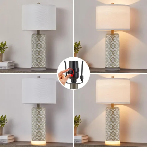Vista 3 de Kyrid Juego de 2 lámparas de mesa de granja con luz nocturna, lámparas rústicas para sala de estar y dormitorio (bombillas incluidas)