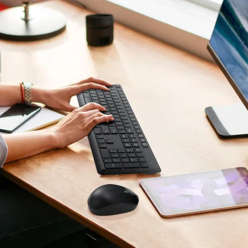 Vista 3 de Combo de teclado y ratón inalámbrico para Windows, combo de teclado y ratón inalámbrico externo de computadora de tamaño completo 2.4G para laptop