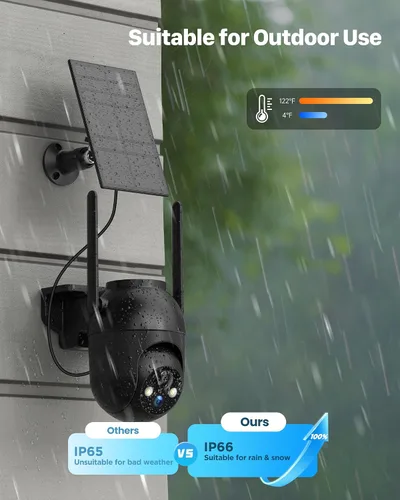 Vista 4 de Cámaras de Seguridad Inalámbricas Solares al Aire Libre de 2K: Cámara WiFi para Sistema de Seguridad del Hogar - Cámara con Batería IP66 Resistente