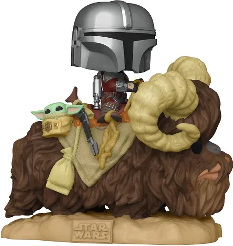 Vista 4 de Funko POP Pop! Deluxe: Mandalorian - Mandalorian en Bantha con niño, multicolor, estándar