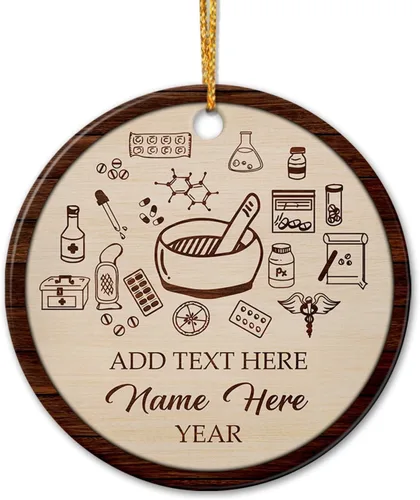 Vista 15 de Adorno de liniero de cerámica personalizado para Navidad 2025 – El favorito de Santa, primera Navidad como electricista, nombre personalizado