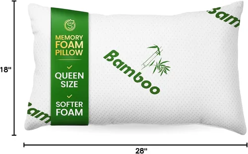 Vista 10 de Almohada de espuma viscoelástica triturada tamaño Queen – Almohada de cama refrescante para dormir para el estómago, la espalda y el cuerpo – 1