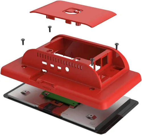 Vista 3 de multicomp PRO Vitrina Raspberry Pi 4 Modelo B con pantalla táctil (rojo)