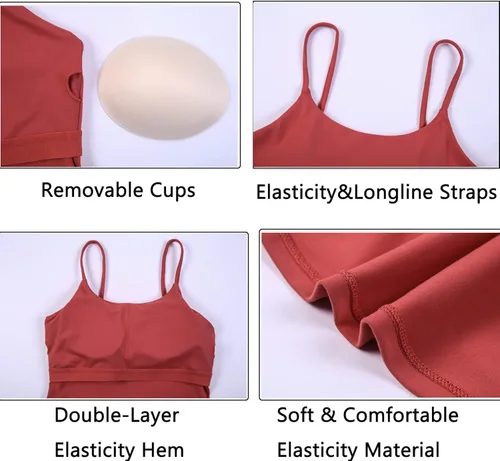 Vista 5 de Nesyd Sujetador deportivo acolchado para mujer, para entrenamiento, yoga, fitness, gimnasio, correr, camiseta sin mangas