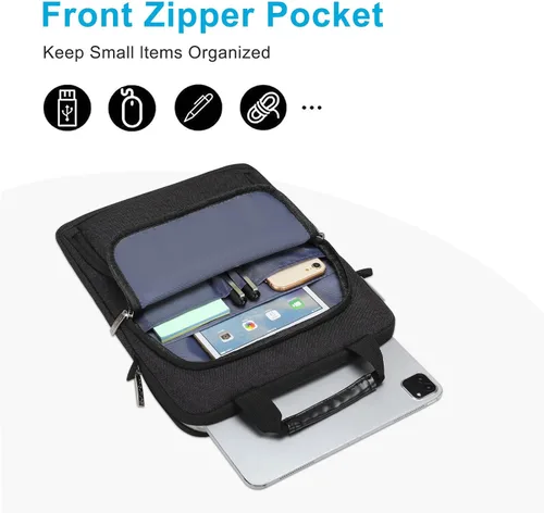 Vista 3 de MOSISO 360 Bolsa de hombro vertical protectora para tableta con 2 bolsillos Negro