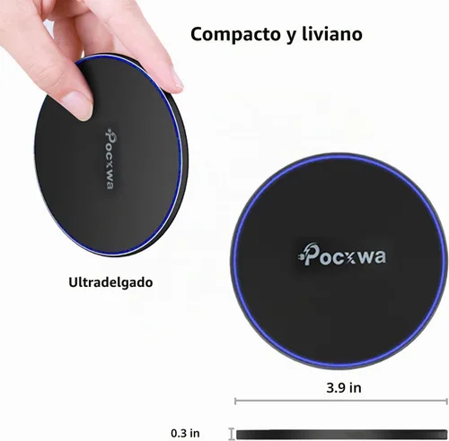 Vista 5 de Pocxwa Cargador inalámbrico para Samsung iPhone LG, almohadilla de carga inalámbrica rápida