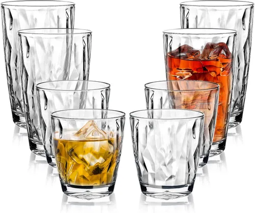 Vista 12 de Top-spring Vaso de Agua de Plástico Reutilizable de 20 Onzas, Vasos Transparentes Irrompibles para Beber, Sin BPA, Juego de 6 Vasos Azules