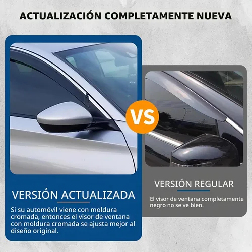 Vista 4 de 4 unidades de tinte de humo con ribete cromado para montaje exterior, cinta de montaje en el exterior, PVC, protección contra la lluvia, viseras