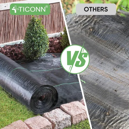 Vista 5 de TICONN 3 pies x 50 pies Tela de Barrera de Malezas Resistente, Tela de Paisaje de 3.2 oz para Jardín, Patio, Entrada y Cultivo de Vegetales