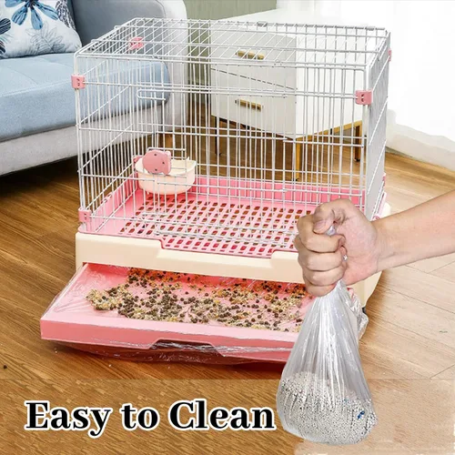 Vista 3 de BNOSDM 100 piezas desechables para jaula de conejo, de plástico, para conejillos de indias, ropa de cama, bolsas de arena para hámster, película