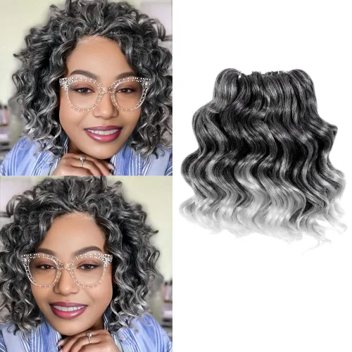 Vista 40 de Pelo de onda marina con trenzas de ganchillo, 6 pulgadas, 8 paquetes, trenzas rizadas suaves y profundas, extensiones de pelo sintético ondulado