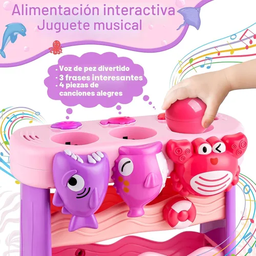 Vista 2 de V-Opitos Juguetes musicales para niños de 1 y 2 años, juguetes interactivos de alimentación con pelota, juguetes educativos Montessori, regalos
