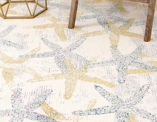 Vista 6 de Alfombra moderna Positano de estilo costero de Loom, Polipropileno, Beige/azul
