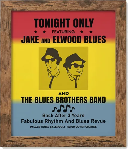 Vista 11 de Tonight Only-Jake & Elwood Blues-The Blues Brothers Band Arte de Pared Vintage, Arte de Pared Retro de TV con Impresión de Silueta de John