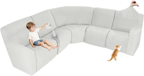 Vista 113 de ALIECOM Fundas 100% impermeables para sofá seccional reclinable, forma de L, elásticas, para esquina, funda para sofá seccional reclinable, lavable