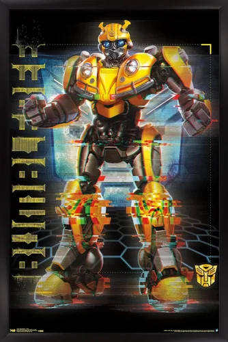 Vista 9 de Trends International Hasbro Transformers: Bumblebee - Póster de pared Glitch, 14.725 x 22.375 pulgadas, versión enmarcada de madera de granero