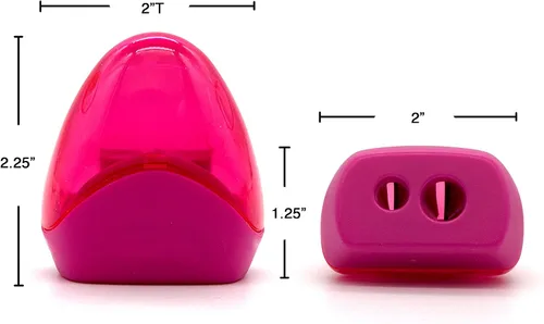 Vista 2 de Emraw Sacapuntas manual de doble agujero con receptáculo triangular para atrapar virutas para lápices/crayones regulares y de gran tamaño, ideal