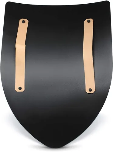 Vista 4 de Escudo medieval en blanco, calibre 16, listo para batalla de acero, negro, talla única, Negro
