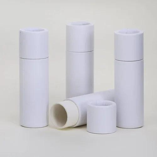 Vista 2 de 1/3 OZ Stark White Kraft Paper Balm/Salve/Cosmético/Loción Tubos (12)