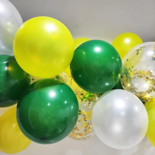Vista 3 de Decoraciones de fiesta de graduación verde y amarillo 2026/decoraciones de graduación verde amarillo clase de 2026/globos verdes amarillos/ globo