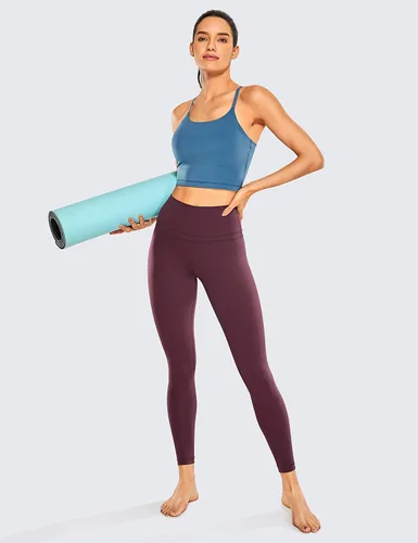 Vista 3 de CRZ YOGA Leggings de yoga 78 para mujer, sensación de desnudo, pantalones ajustados de cintura alta de 25 pulgadas
