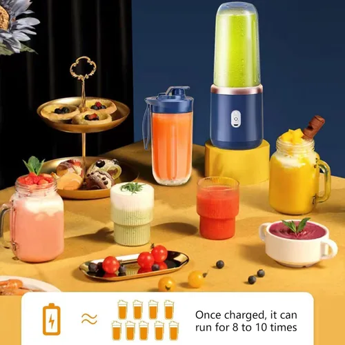 Vista 3 de Multifunctional Juicer Home Small Portable Wireless USB Charging Mini Juice Cup Juice Maker Fruit Juicer Cup Blue