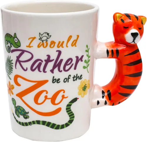 Vista 7 de Taza de cerámica para el hogar y la oficina, taza creativa de animales 3D de porcelana con asa para café, té, jugo, leche y agua, 13.5 onzas, taza