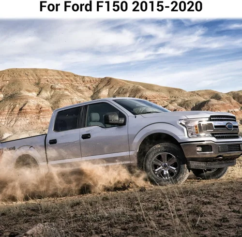Vista 5 de Hoolcar Cubierta de ABS para manija de puerta interior, accesorios para Ford F150 2015-2020, grano de madera negro