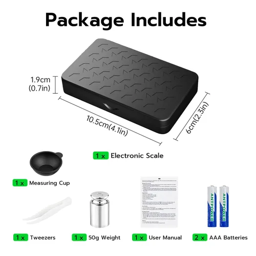 Vista 10 de Wigearss - Báscula digital de miligramo de 1.76 oz x 0.00 oz, mini báscula de precisión con función de peso de tara, peso de calibración y pantalla