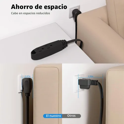 Vista 4 de K KASONIC - Cable de extensión de 3 salidas de 25 pies, 1 paquete, toma múltiple con conexión a tierra de triple cable, certificación UL 16/3 SPT-3