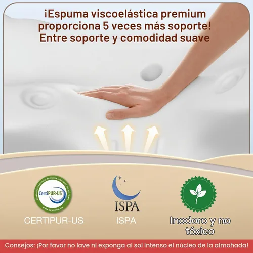 Vista 7 de Hexus Almohada cervical para el cuello para aliviar el dolor de dormir, almohadas ergonómicas de espuma viscoelástica, almohadas ortopédicas