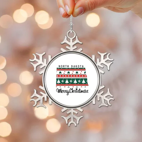 Vista 11 de Adornos de metal de copo de nieve de Carolina del Norte, 50 adornos de Estados Unidos, Feliz Navidad, adorno de Navidad de Carolina del Norte