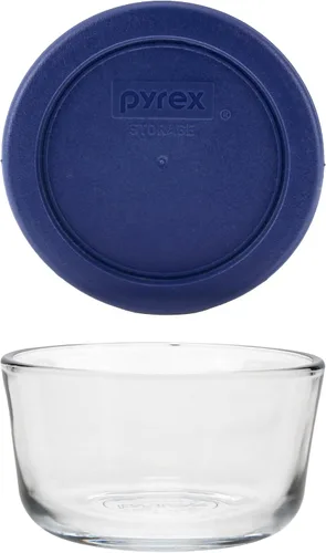 Vista 4 de Pyrex 7202 Cuencos de vidrio de 1 taza y tapas azul oscuro