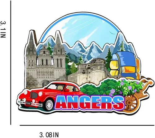 Vista 3 de Angers Pays de la Loire - Imán de Francia para nevera de madera 3D, monumentos de viaje, coleccionables, recuerdos, decoración hecha a mano -3947