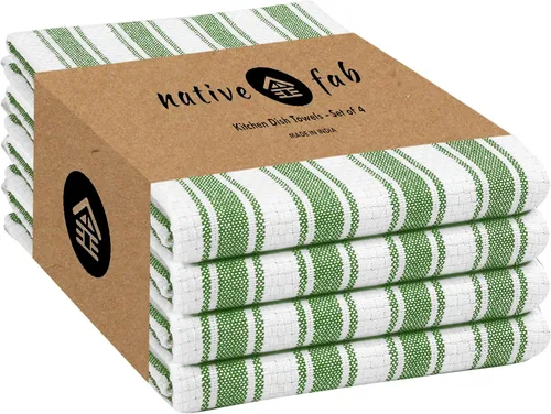 Vista 18 de Native Fab Toallas de Cocina de Algodón 100% Beige - 16x26 pulgadas - Juego de 12 - Toallas de Platos con Tejido de Canasta a Rayas para Limpiar