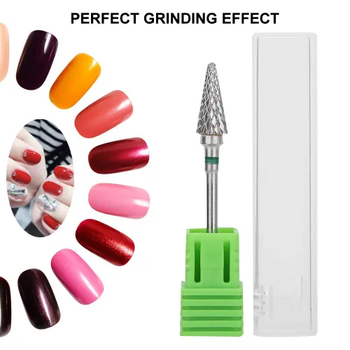Vista 3 de Pongnas Broca de uñas de acero de tungsteno, brocas de manicura para manicura y pedicura eléctrica, accesorios de cabeza de molienda (verde)
