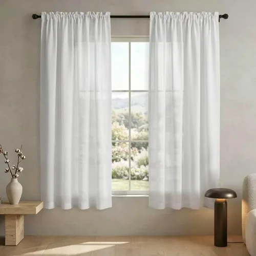 Vista 54 de Mrs.Naturall - Cortinas transparentes con bolsillo para barra de 36x63 pulgadas de lino mezclado negro