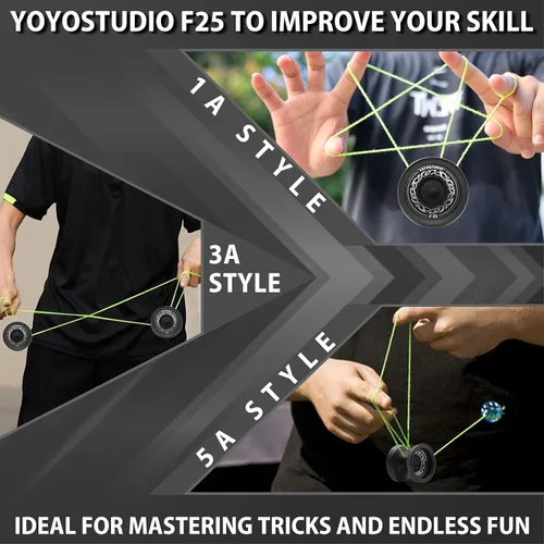 Vista 4 de YOYOSTUDIO Yoyo giratorio de dedo F25 para niños de 8 a 12 años y adultos, Yoyo profesional de doble propósito para todos los jugadores, yoyos