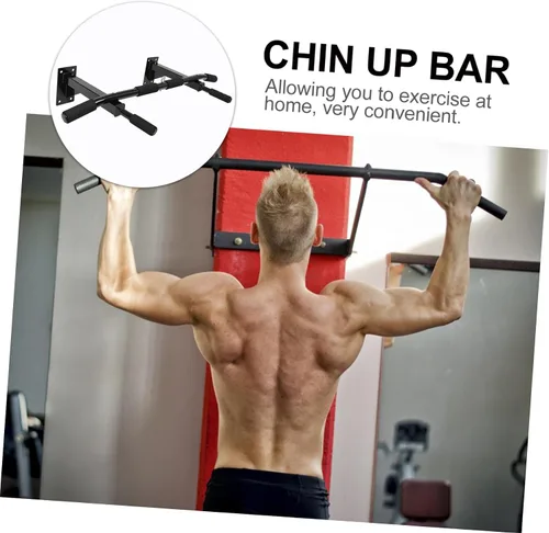 Vista 9 de STOBAZA Barra de dominadas ajustable para entrenamiento de la parte superior del cuerpo, barra de fitness resistente para dominadas, gimnasio