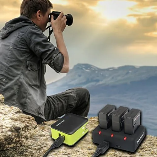 Vista 7 de Newmowa Batería de repuesto AHDBT-302 de 1300 mAh (paquete de 3) y cargador rápido de 3 canales para GoPro Hero 3, GoPro Hero 3+, AHDBT-301