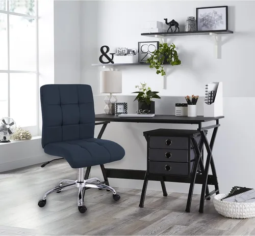 Vista 7 de Realspace® X-Cross - Escritorio para computadora de 48 pulgadas de ancho con archivador, color negro
