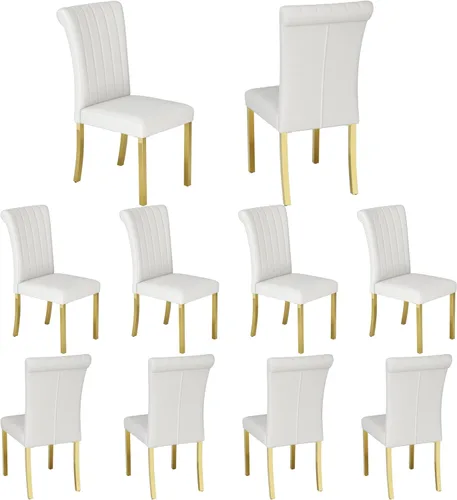 Vista 46 de Asday Upholstered Dining Chairs Set of 2, High Back Fabric Chairs, Beige Linen Fabric, High Back, Black Metal Legs