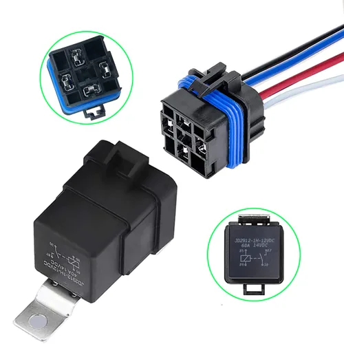Vista 3 de Relé impermeable de 60 amperios con arnés, relé automotriz DC12V 4 pines SPST, cables de cobre estañado de alta resistencia de 12 AWG