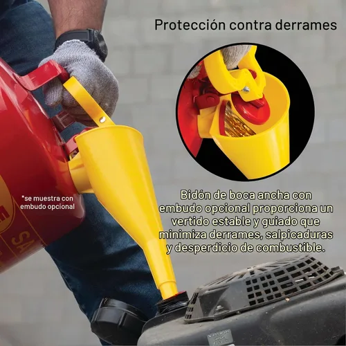 Vista 4 de Eagle Lata de gas de seguridad roja tipo I de 1 galón para gasolina Rojo