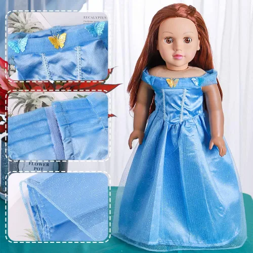 Vista 4 de Disfraces de princesa Cenicienta a juego para niñas y muñecas