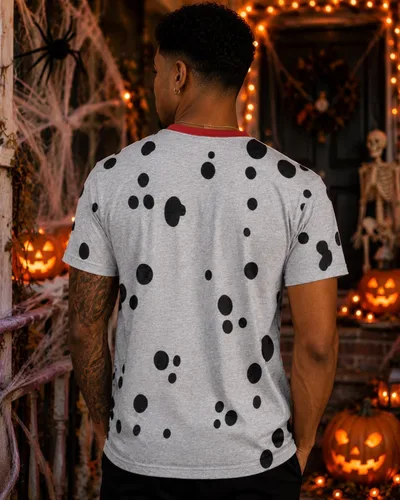 Vista 5 de Disfraz de perro dálmata cuello rojo camiseta suave para hombre