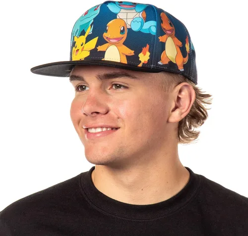 Vista 4 de Gorra snapback Bioworld Pokemon los iniciadores originales, gorra en azul gradiente