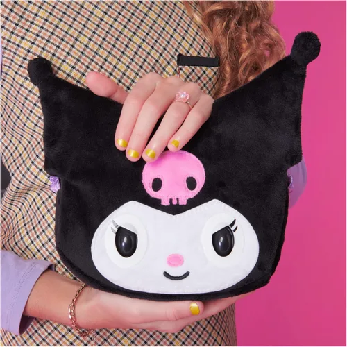 Vista 2 de Purse Pets, Sanrio Hello Kitty and Friends, Kuromi - Juguete interactivo para mascotas y bolso cruzado kawaii, más de 30 sonidos y reacciones
