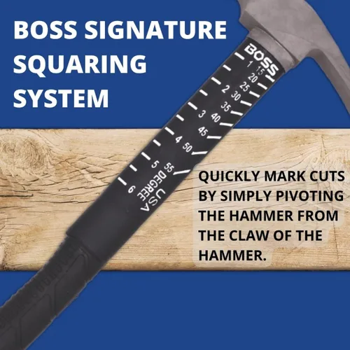 Vista 5 de Boss Hammer Martillo de titanio Ti64 de grado de construcción de 10 oz. con mango de fibra de vidrio Tough-Fiber resistente que absorbe los golpes