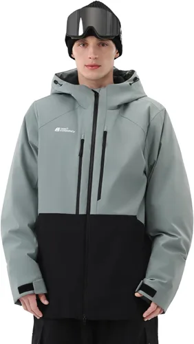 Vista 6 de Chaqueta de esquí para hombre, snowboard, 3L, acolchada, impermeable, resistente al viento, aislante, con capucha, para la nieve, invierno